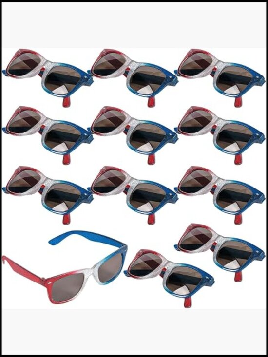 Patriotic Nomad Sunglasses Glitter Design Plastic Pack of 12 Party Favors